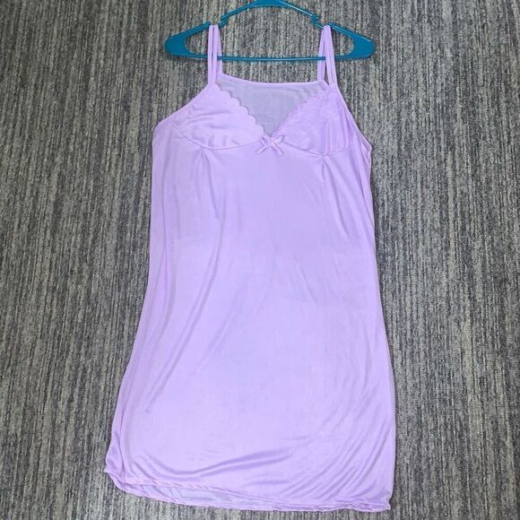 YiZhiFang Womens Size Medium 2 Piece Chemise Robe Set Purple Belted Flowy - Picture 4 of 7